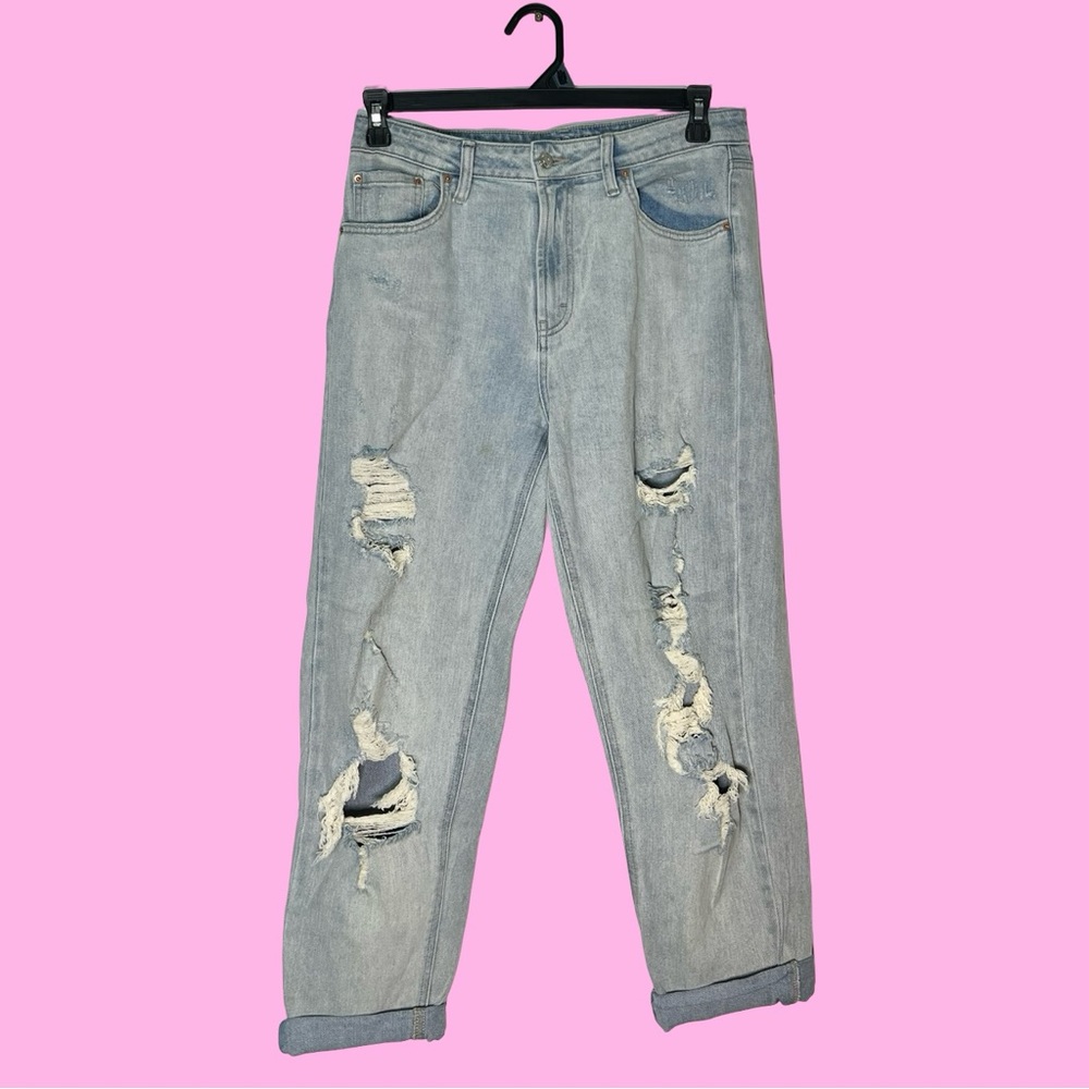 Wild Fable Light Blue Distressed High Rise Mom Jeans